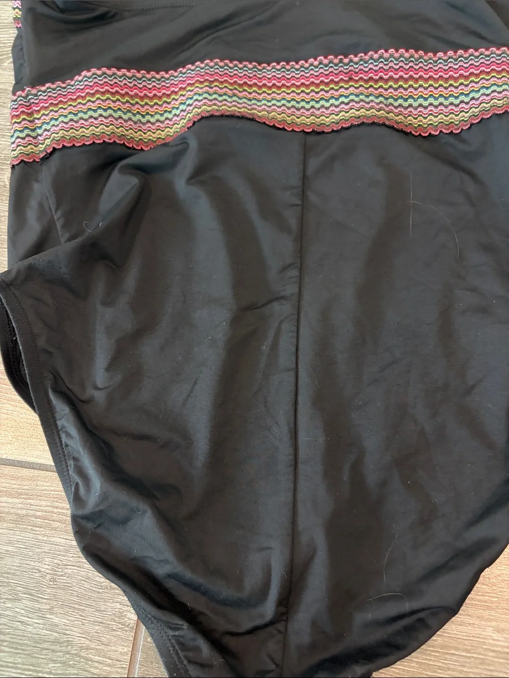Hilor  Black One-Piece Swimsuit with Multicolor Zigzag Accents